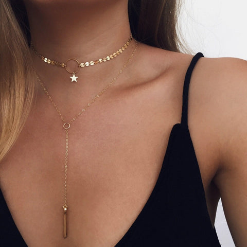 Gold Silver Color Choker Necklace