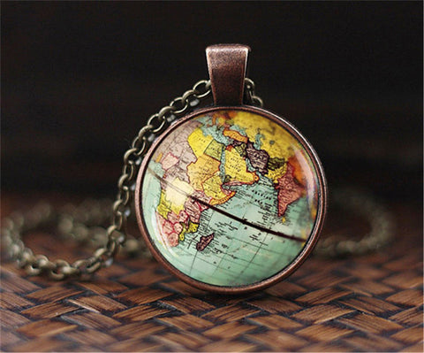DIY Globe Dome World Map Necklace