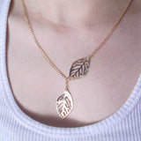 Heart Leaf Moon Pendant Necklace