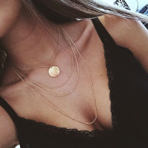 Copper Choker Multilayer Necklace