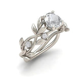 Crystal Silver Color Vine Leaf Design Ring