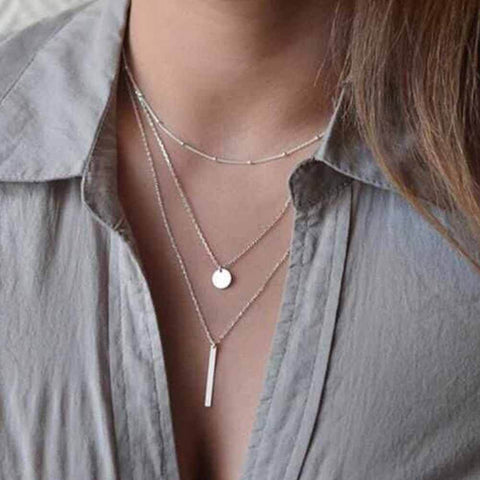 Multi Layers Bar Coin Necklace