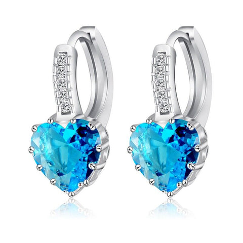 925 Sterling Silver  Colorful Heart Earrings
