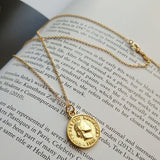 Retro Gold Silver Color Portrait Round Alloy Coin Necklace