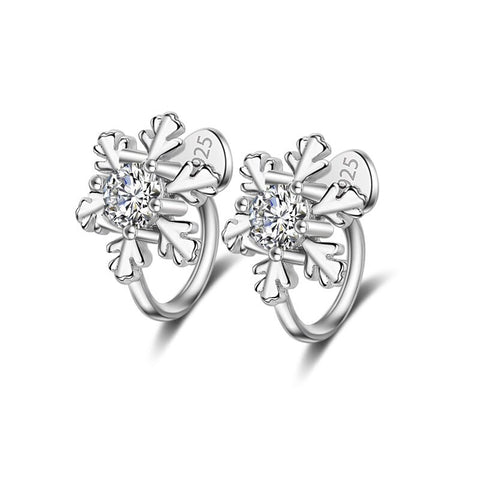 925 Sterling Silver Snow Flower Design Earring