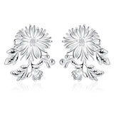 925 Sterling Silver Chrysanthemum Woman Stud Earrings