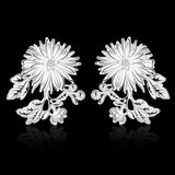 925 Sterling Silver Chrysanthemum Woman Stud Earrings