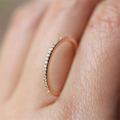 Cubic Zirconia Lovers Rose Gold Color Ring