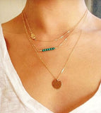 Multilayer Coin Tassels Lariat Bar Necklace