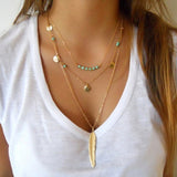 Multilayer Coin Tassels Lariat Bar Necklace